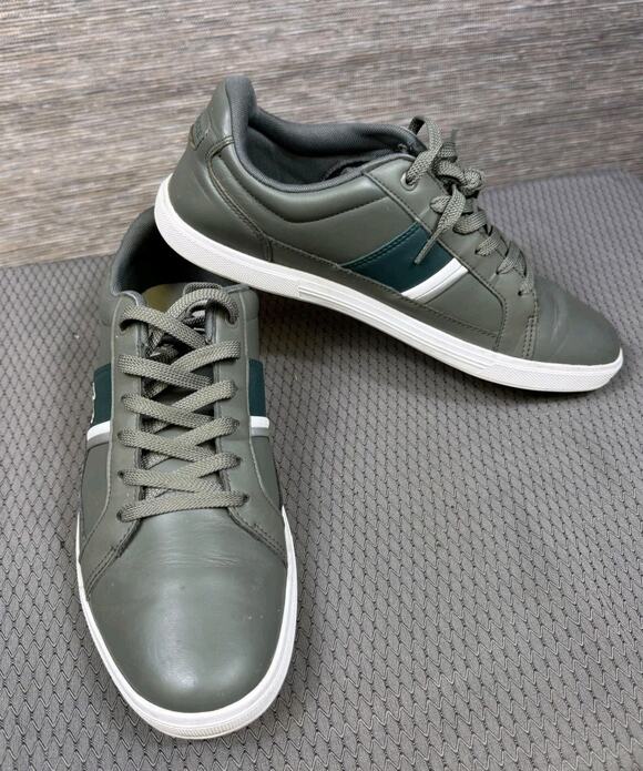 Lacoste Shoes Mens Size 8.5 Gray Green Logo Lace Up Casual Sneakers Low Top main image 8